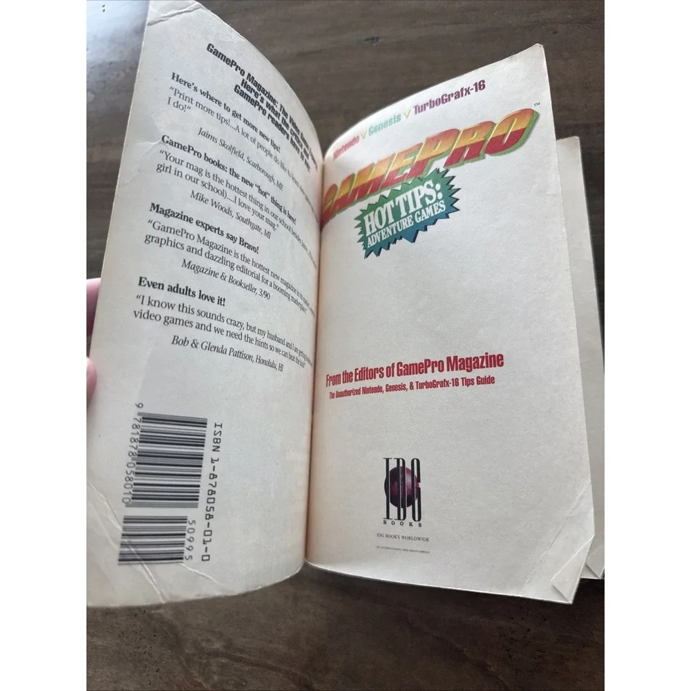 Vtg Gamepro Hot Tips: Adventure Games Nintendo Genesis TurboGrafx-16 Paperback